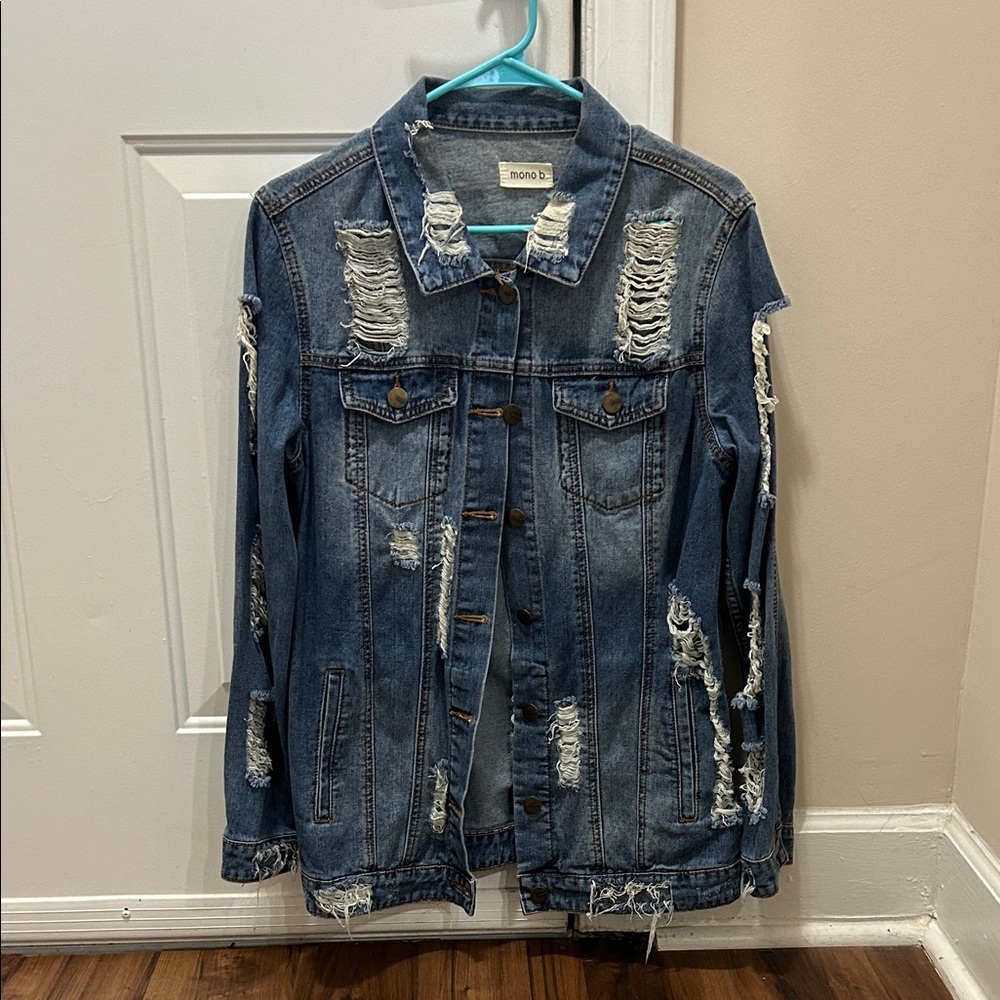 Mono B Ripped Blue Denim Jacket